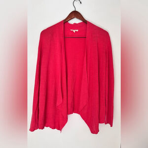Eileen Fisher 100% Organic Linen Ribbed Lightweight Open Cardigan Pink Sz large